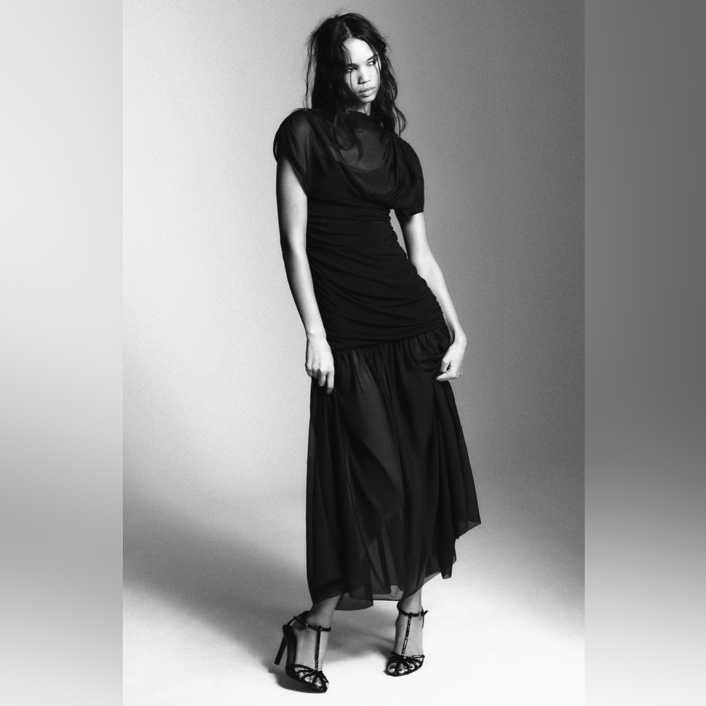 Zara Combined Drape Midi Dress